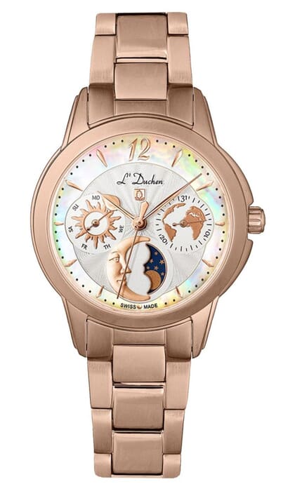 Женские часы L`Duchen Petit Celeste D 857.40.33, механизм кварцевый, циферблат белый, браслет нержавеющая сталь — Изображение 1